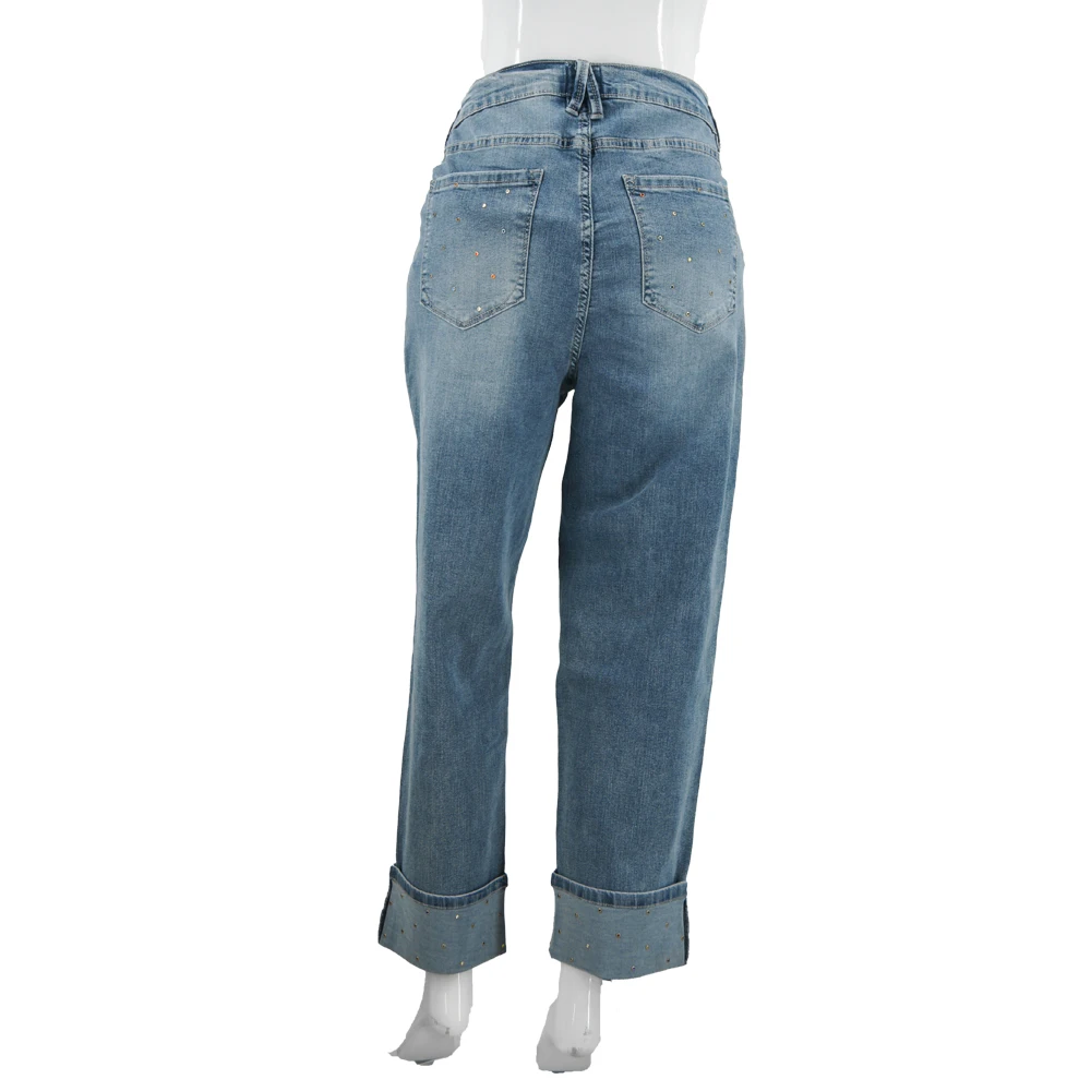 Gemstone decoration Women's Jeans Trendy Loose Denim Pants Casual Plus Size Trousers
