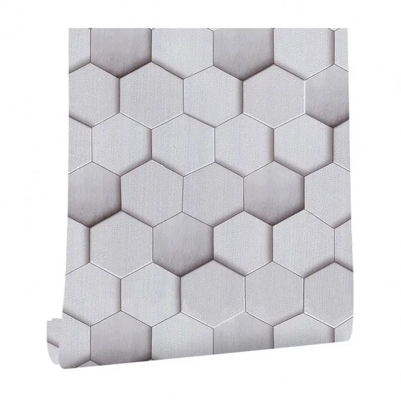 モダンでシンプルな3dジオメトリ六角形ハニカムパターンpvc壁紙模造革パターンオフィス壁紙 Buy 3d壁紙 装飾壁紙 リビングルームの壁紙 Product On Alibaba Com