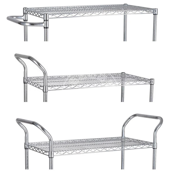 High Quality Adjustable 4 Layers Kitchen Storage Trolley Wire Shelving Trolley Cart Shelving on Wheels