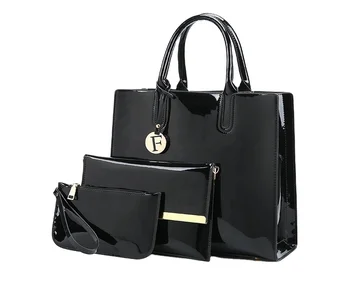 luxury women black wholesale patent leather bags handbags