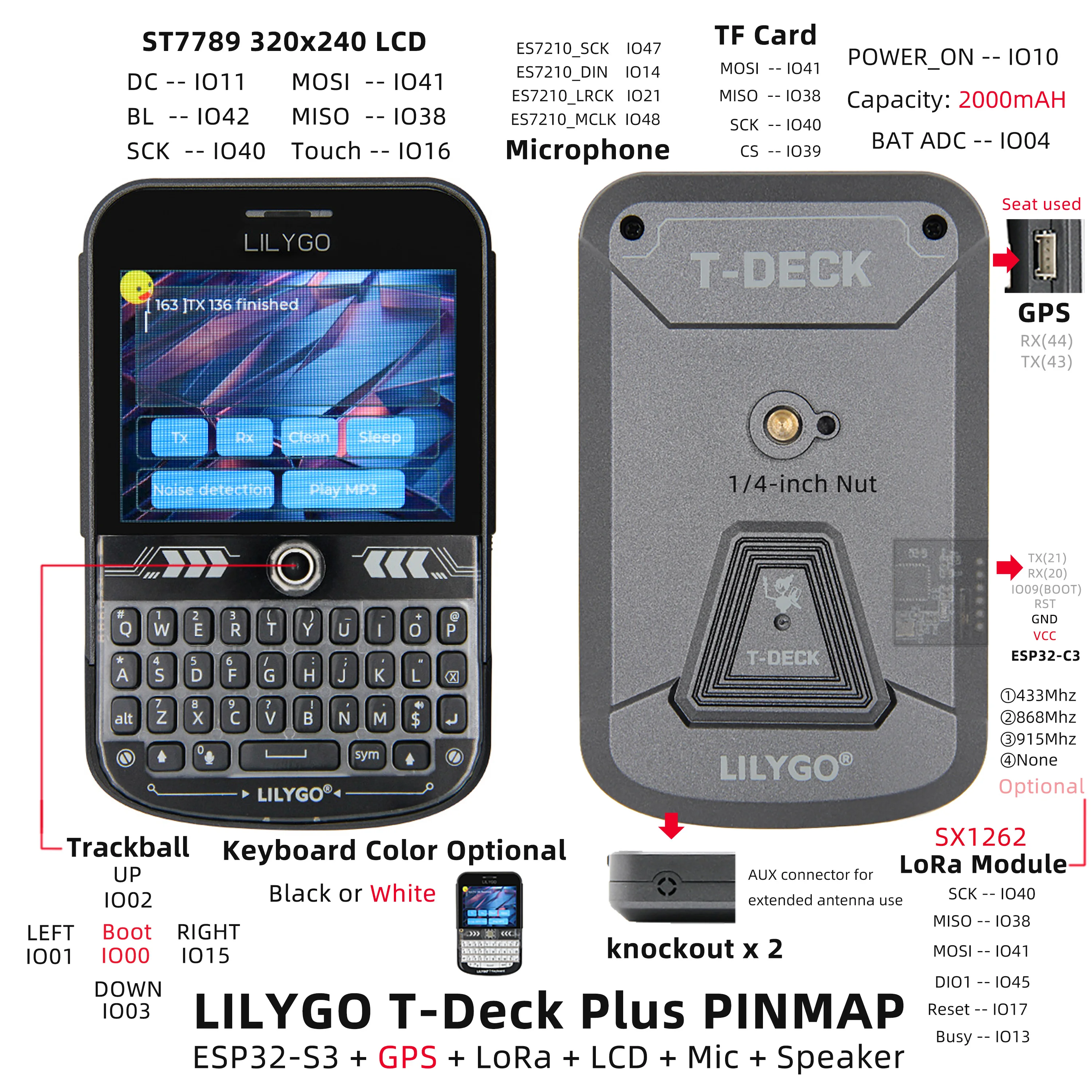 T-Deck Plus:Meshtastic SX1262 LoRa Handheld device from