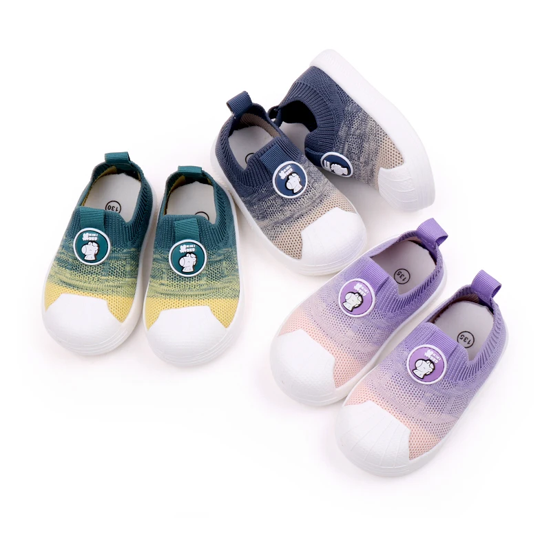 Spring and Autumn Knitted Shell Head Matching Mesh Breathable Baby Walking Shoes