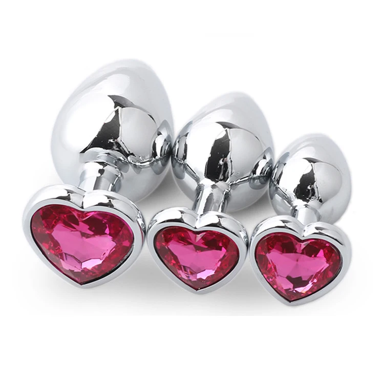 Fashion Female Beginner Plug Anal silicone Heart Jeweled Butt Suction Crystal 