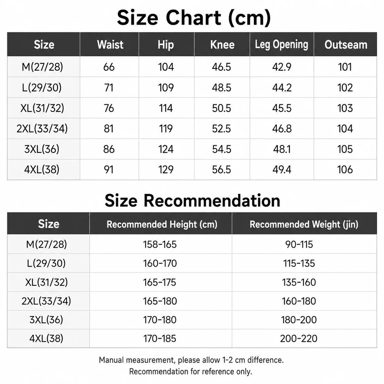 Size chart