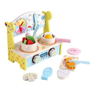 Unisex Mini Play House Kitchen Toy Set Wooden Preschool Activity for Kids for Girls Cooking Boys Cutting Fruits Box Packed