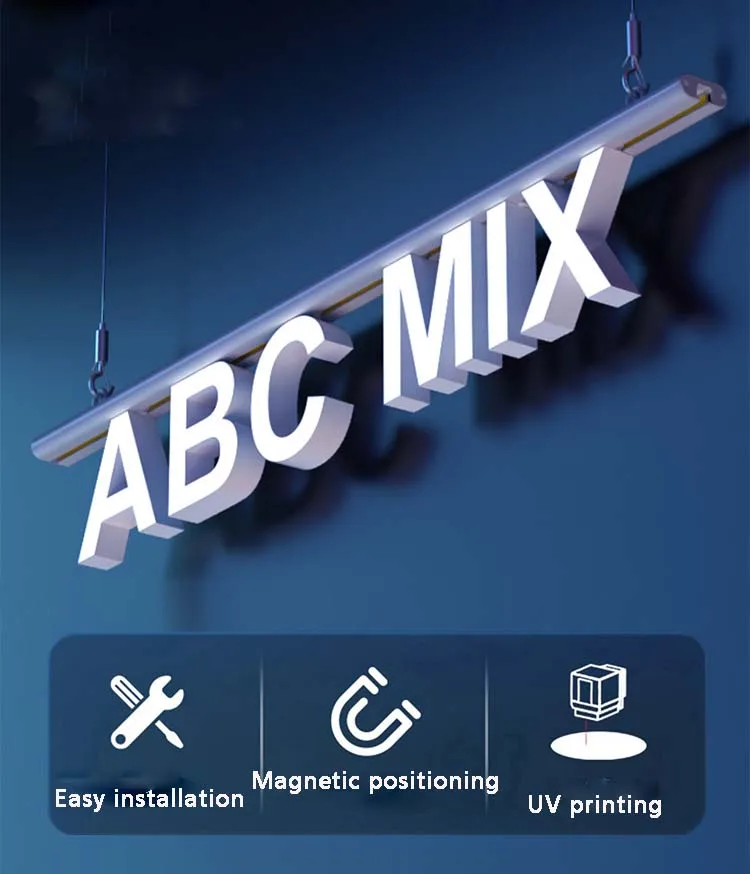 Track-mounted Versatile Installation Acrylic Letters with Led Lights 3d Channel Letter Sign for Shop
