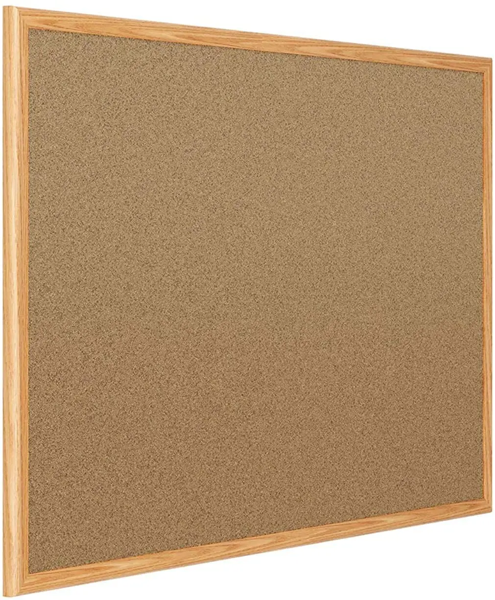 corkboard,framed bulletin board,3 x 2,cork board,oak finish