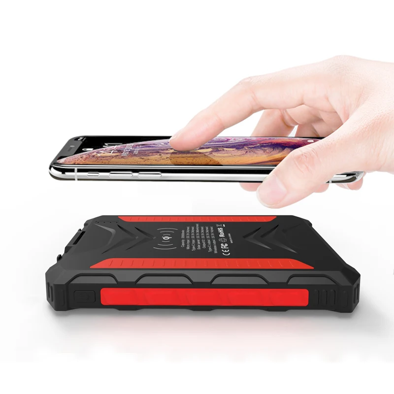 
 Новый водонепроницаемый внешний аккумулятор на солнечной батарее 30000 мАч с двумя USB-портами, зарядное устройство на солнечной батарее для кемпинга, внешний аккумулятор для всех телефонов  