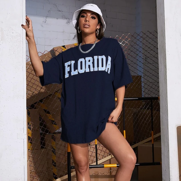 Summer New Women's Letter Graphic Drop Shoulder Longline Oversized Tee -  Buy New Style T-shirt Letter Graphic Oversized Summer Fashion Round Neck T- shirt Product on Alibaba.com