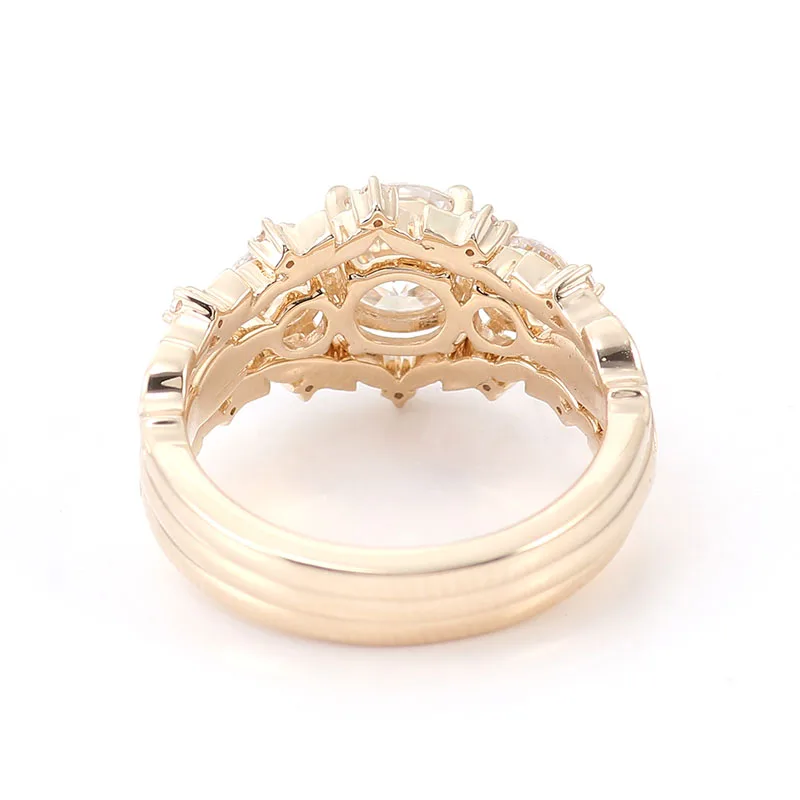 Anello Matrimoniale Uomo Moissanite 3 Pietre - Argento 925 Placcato Oro 14K Due Toni - Taglia 10.5