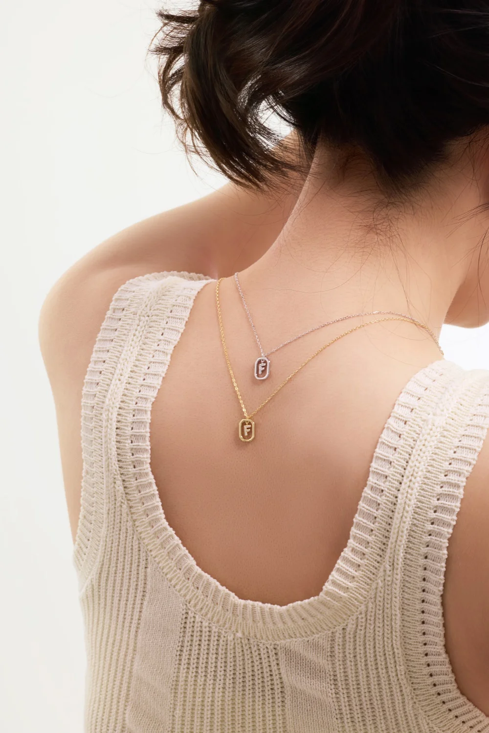 KAKODIY 5A Cubic Zirconia-F- Letter Pendant Necklace Charming Women's Initial Chain Necklace 2 Colors 45cm New Design detail 2