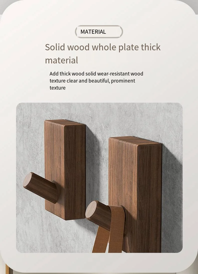 Nordic solid wood hook behind the door coat beech hook walnut hole free multi-functional hook supplier