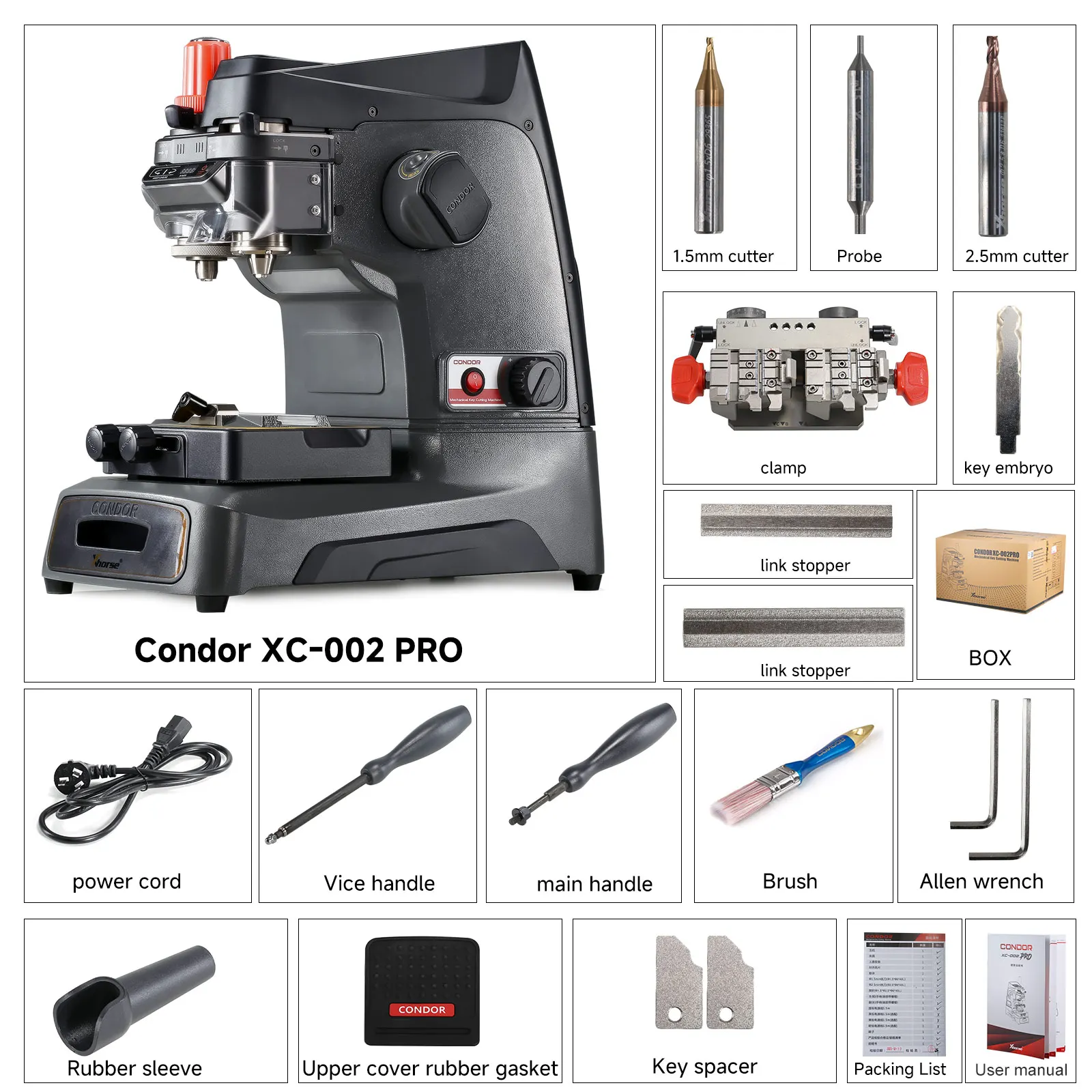 Original Xhorse Key Cutter Key Duplicator CONDOR XC-002 XC002 PRO Manual Key Cutting Machine