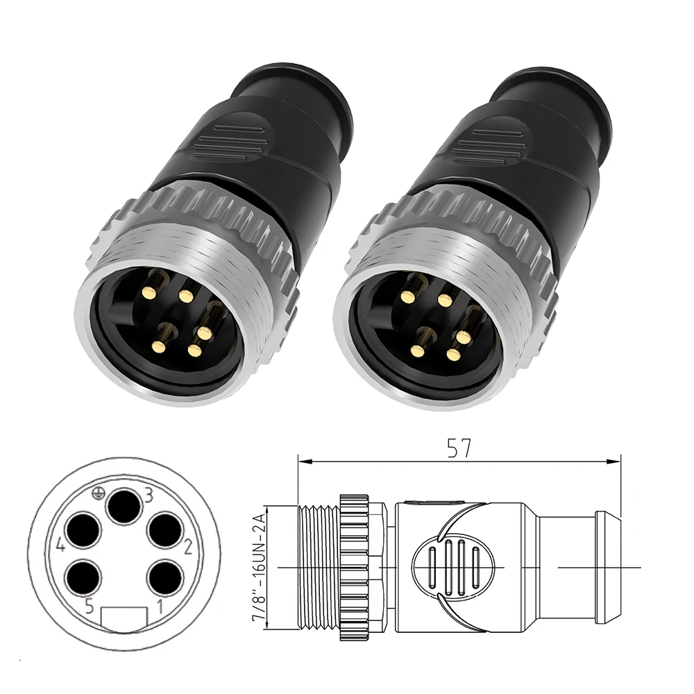 NMEA 2000 7/8" Termination Resistor Connector Male Female 120 Ohm Waterproof IP67 7/8" 5 Pin Terminator