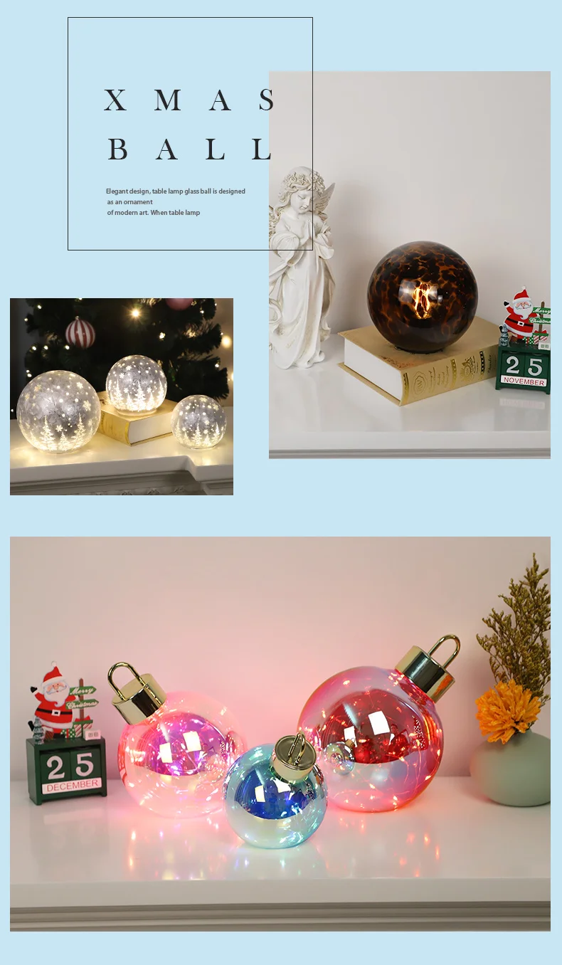 Battery Power Decorative Lamp Colorful Sphere Table Light 3D Led Glass Ball manufacture