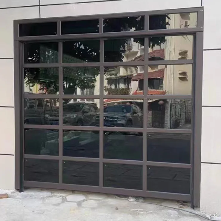 Full View Double Aluminium Alloy Framed Transparent Glass Garage Doors