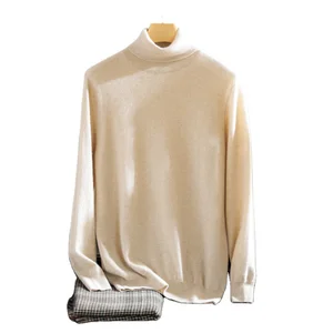 Men's Winter Cashmere Crew Neck Hoodie Anti-Pilling Breathable Quick Dry Full Sleeve Standard Thickness Knitted Warm Bottoming