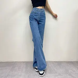 Cross-Border Casual Fashion Women's Straight Denim Pants Breathable Logo Waist Loose Fit Sexy Boyfriend Streetwear Summer Modest