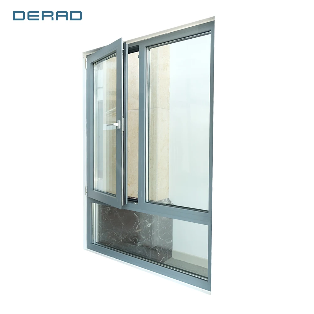 Custom high insulation triple glazing aluminium glass tilt and turn windows heat insulation for commercial building