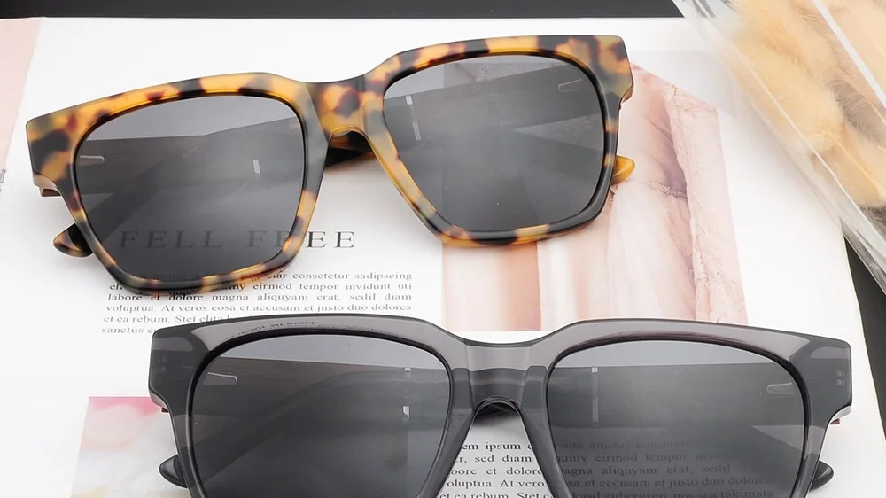 Handmade Acetate Frame Big Size Men Fashion Sunglasses With Wooden Arms