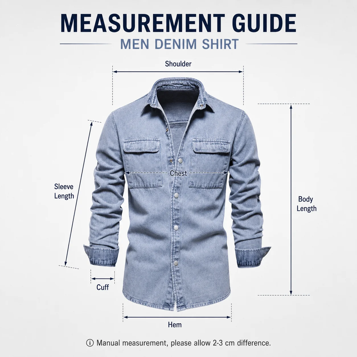 Autumn 100% Cotton Denim Shirts Men Casual Solid Color Long Sleeve Shirt for Men Spring High Quality Jeans Male Shirt