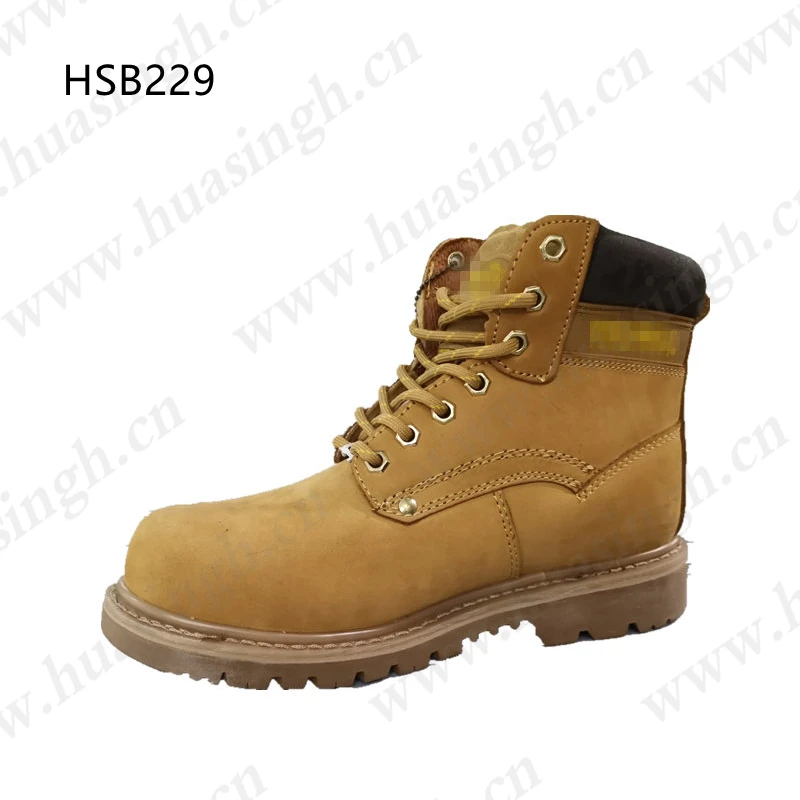 LXG,nice Quality Nubuck Leather Upper Honey Color Safety Boots Anti-slip Goodyear Rubber Outsole Men's Work Boots HSB229