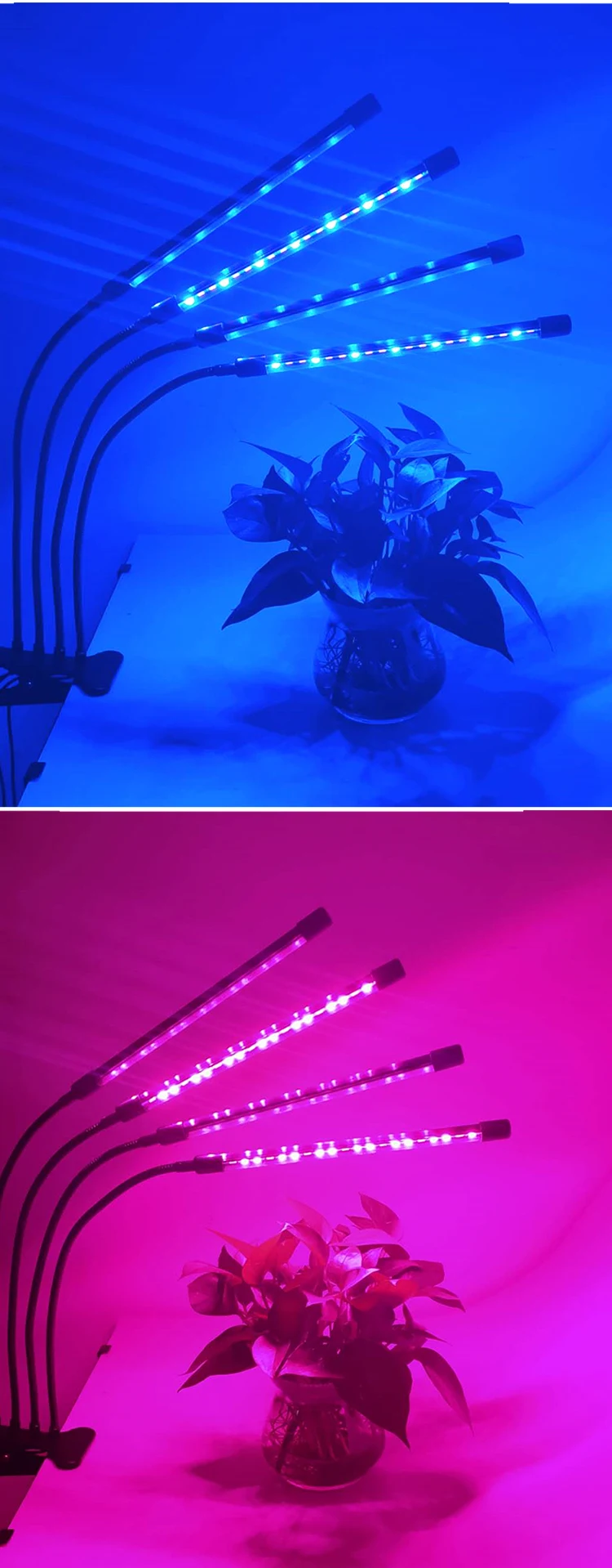 Led Grow Lights 16 W four Head Timing 10 Levels Plant Lights for Indoor Plants with plant fill light