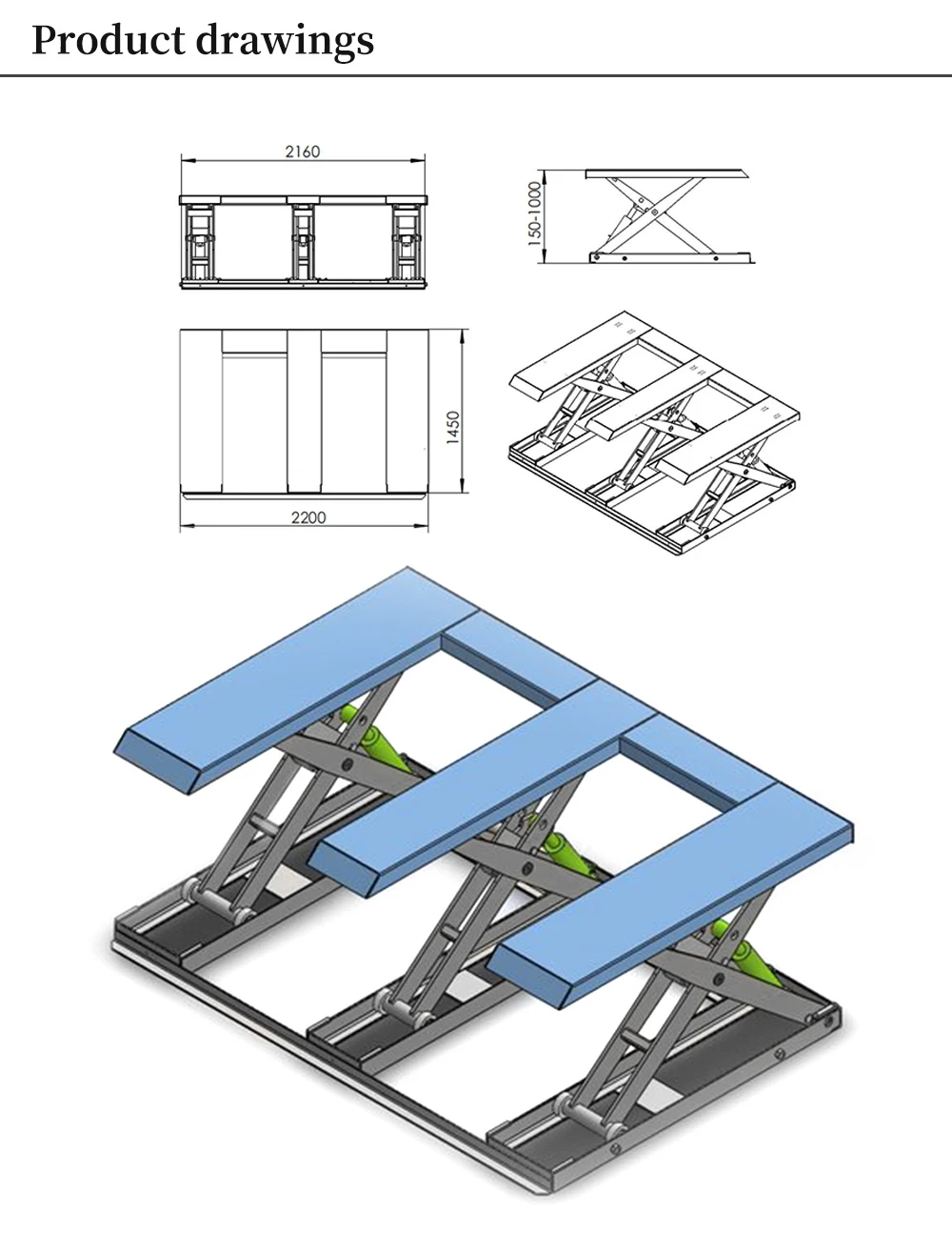 Hongrui 3 ton E Type Platform Handling Lifting Table for Workshop Operation Woodworking Industry OEM supplier