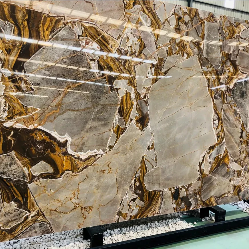 Natural Marble White Gold Fusion Marble Golden Marble For Wall And