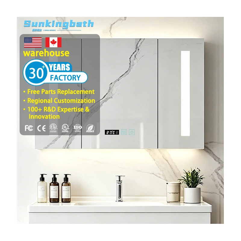 High Glossy White 120cm Width Stock Clearance Bathroom Vanity Wall Mounted Medicine Cabinet with Mirror Led for Hotel