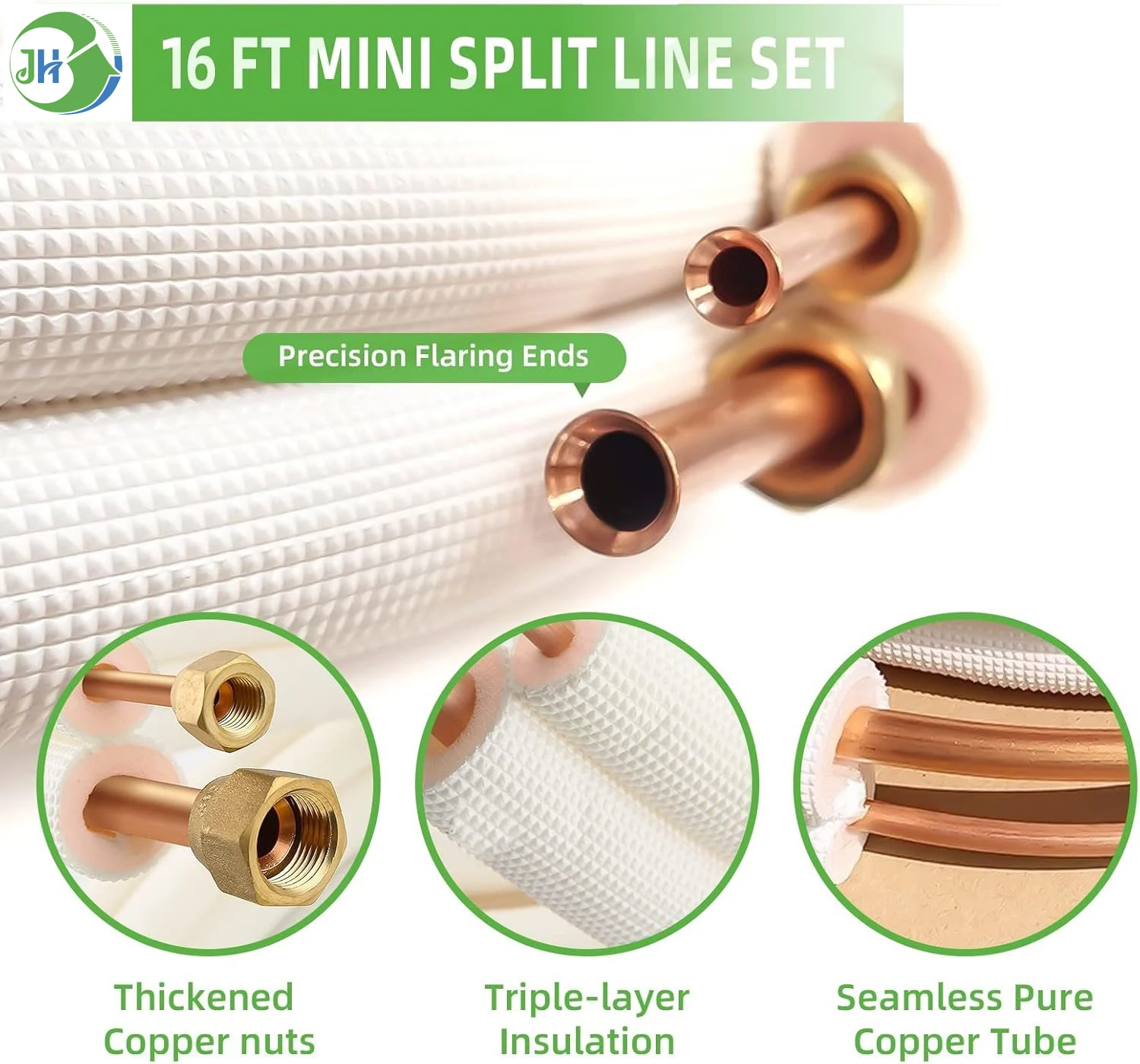 JH Manufacture 16Ft Split AC Copper Aluminum-copper LineSet Insulated ...
