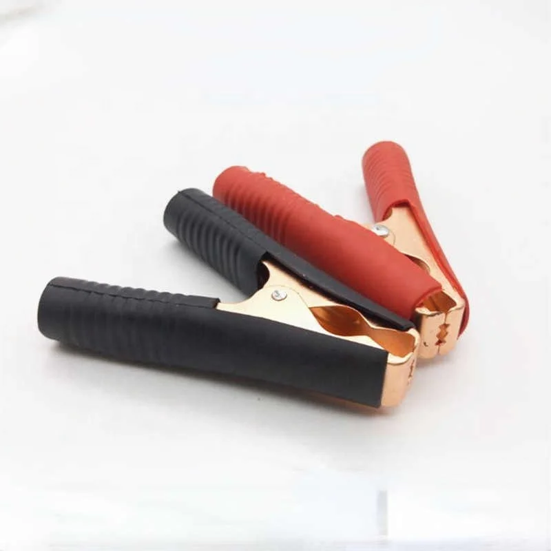 Красные + черные автомобильные зажимы типа «крокодил» 90 мм для аккумуляторов 100