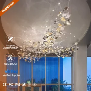 Zeal Lighting Wedding Hall Decorative Customized Crystal Pendant Light Hotel Villa Lobby Custom Glass Leaf Bespoke Chandelier