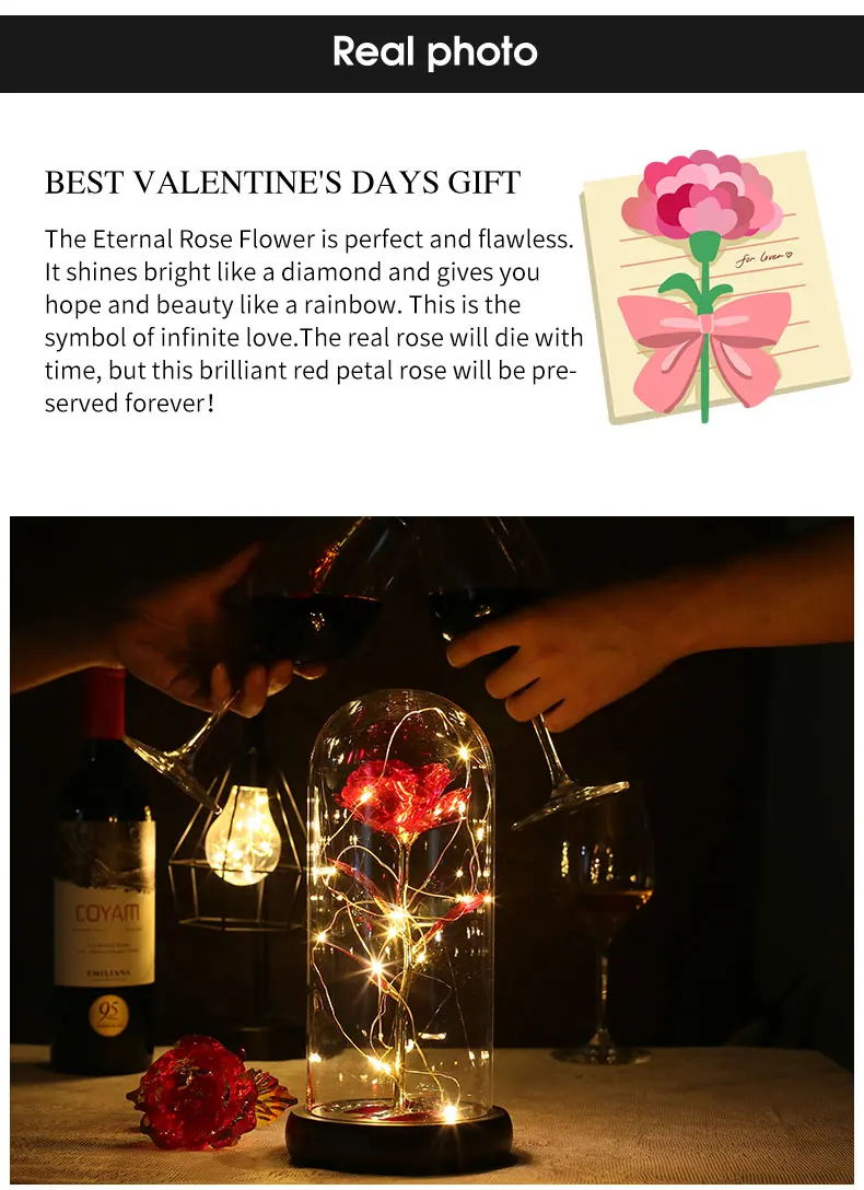 funny valentines day gifts transparent glass dome led light and base artificial flowers for christmas details