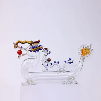 Dragon Shaped Glass Drinkware Decanter with Stopper, Transparent Round Holder for Red Wine, Household Use, Customizable Logo