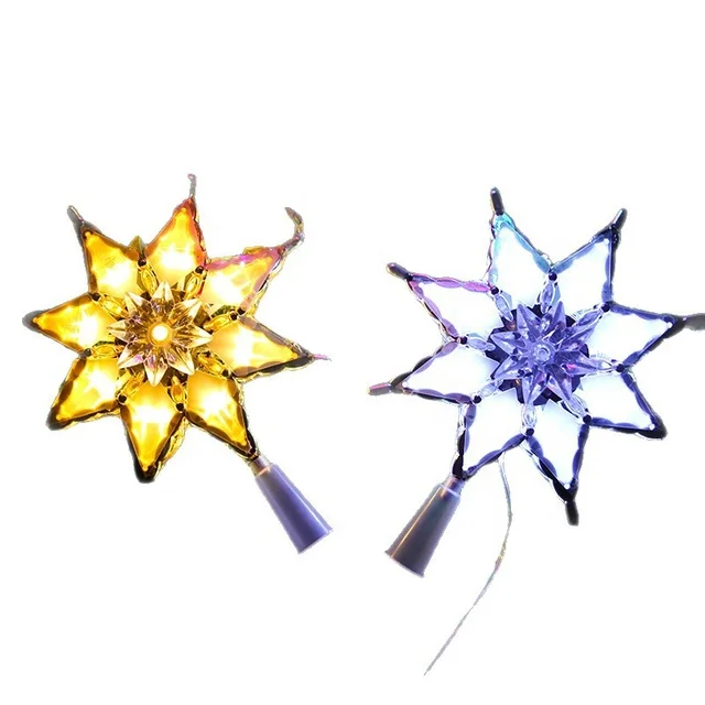 Golden Glitter Star Tree Topper with Warm White LED Lights Indoor Decor for Christmas Party Waterproof Feature