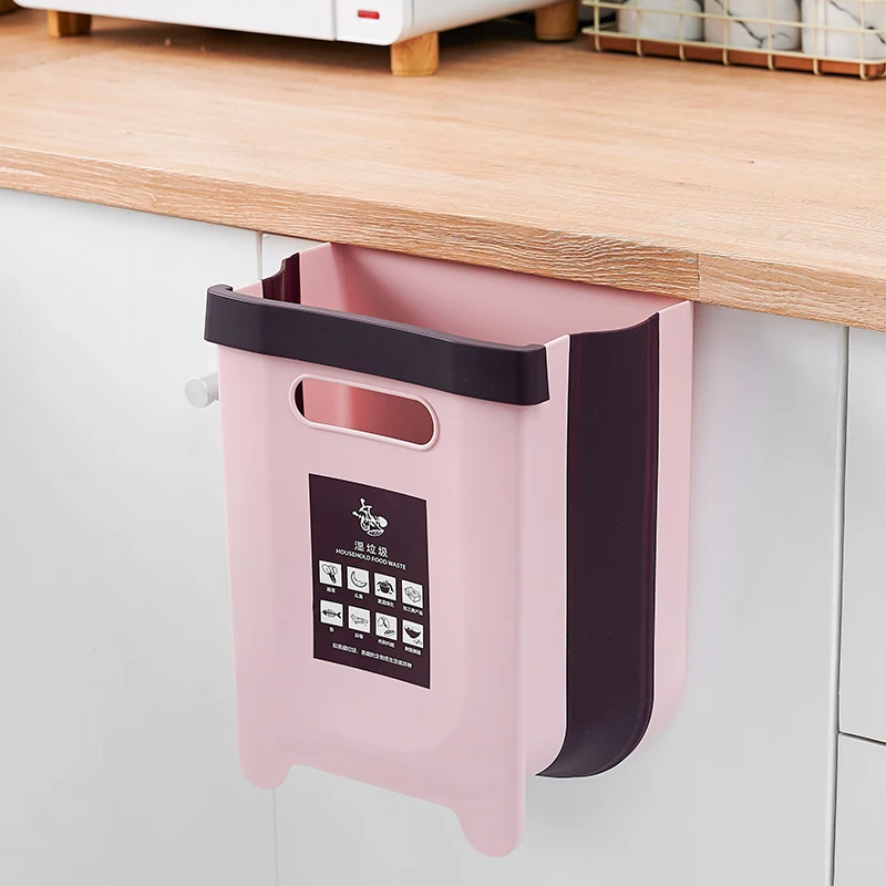 Collapsible Trash Can Folding Dustbin Garbage Bin Foldable Garbage Trash Can Kitchen Plastic Food Waste Bin Foldable Waste Bins