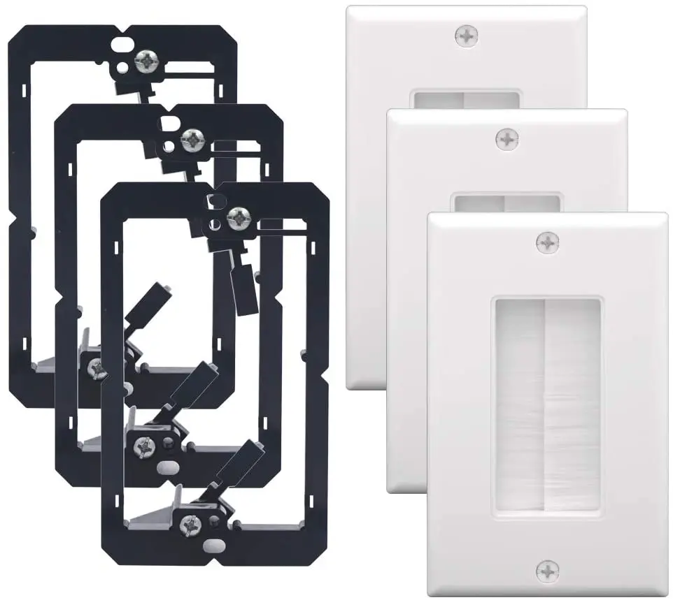Стенная пластина для кистей с одним монтажным кронштейном кабель проходит через вставку проводов одиночный кабельный