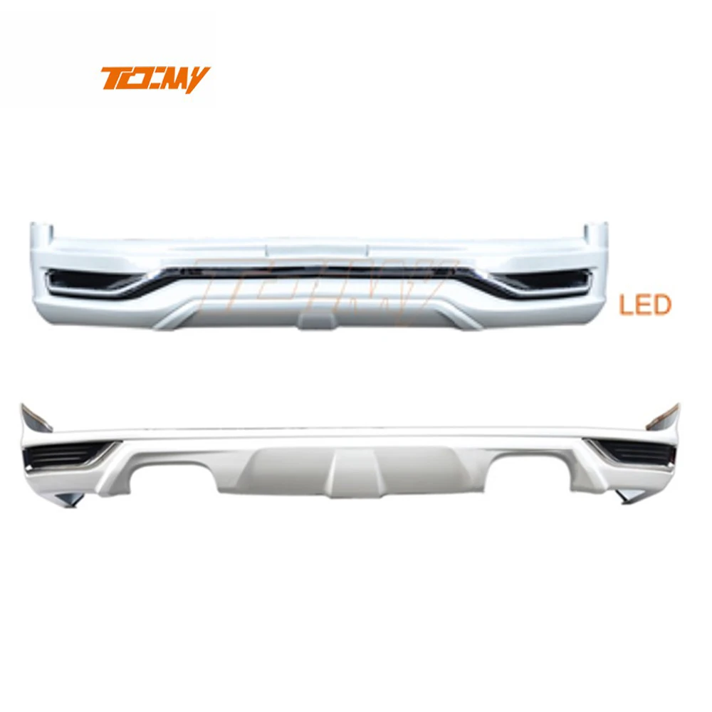 TDCMY High Quality M Style Pearl White pp Abs Front Spoiler Rear Spoiler Led Light for Land Cruiser LC200 2016
