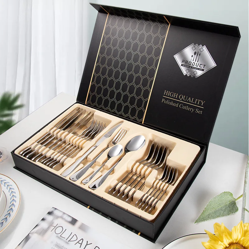 Hot Selling 24 Pcs Gift Set Gold Flatware Stainless Steel Cutlery Set ...