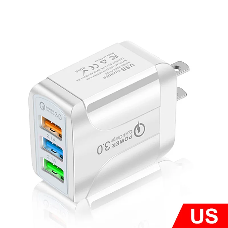 12 Вт Быстрая зарядка QC3.0 мульти 3 порта USB зарядное устройство Черный адаптер