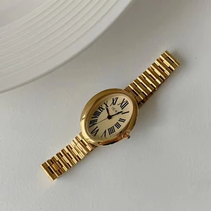 IEKE Versatile Oval Watch for Women Roman Retro Light Luxury Exquisite Women Watch with Stainless Steel Strap