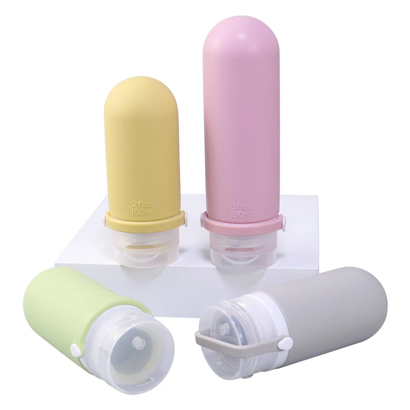 Portable Mini Small 2oz 60ml 90ml Silicone Sauce Squeeze Salad Dressing Container to Go Bottle Silicone Bottle Travel for Lotion