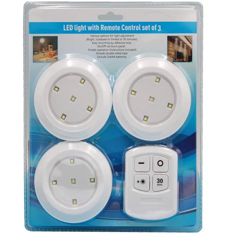 Indoor Remote Control Night Light Kit 5 LED COB Clap Lamp Cabinet Free Punch Remote Control Touch Light