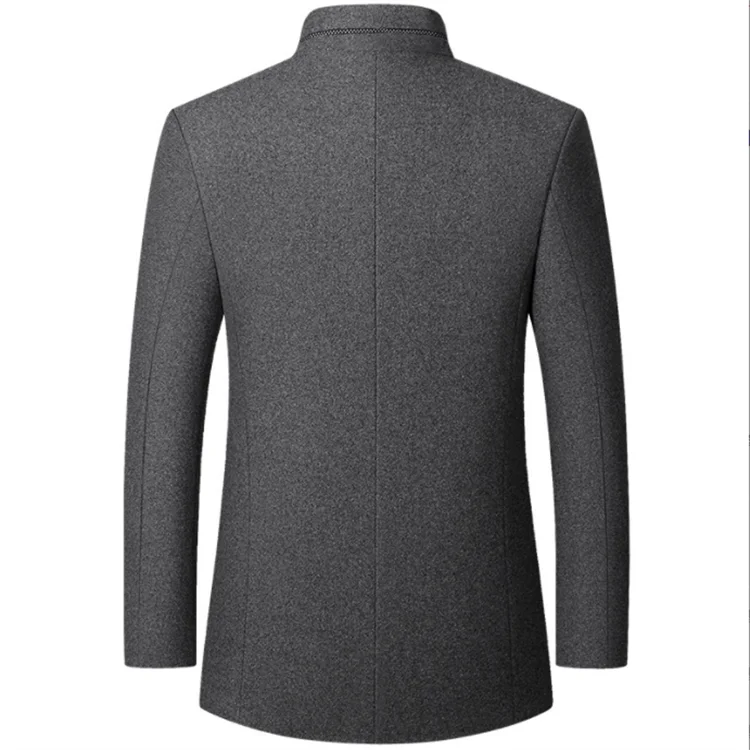 Stand collar wool coat mens online