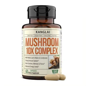 Private Label Vegan Mushroom 10X Complex Supplement Support Strong Immune System Mushroom Capsule