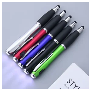 Pen with LED Light Popular Custom Logo Advertising Promotional Touch Screen Ball Pen Torch Light Medical