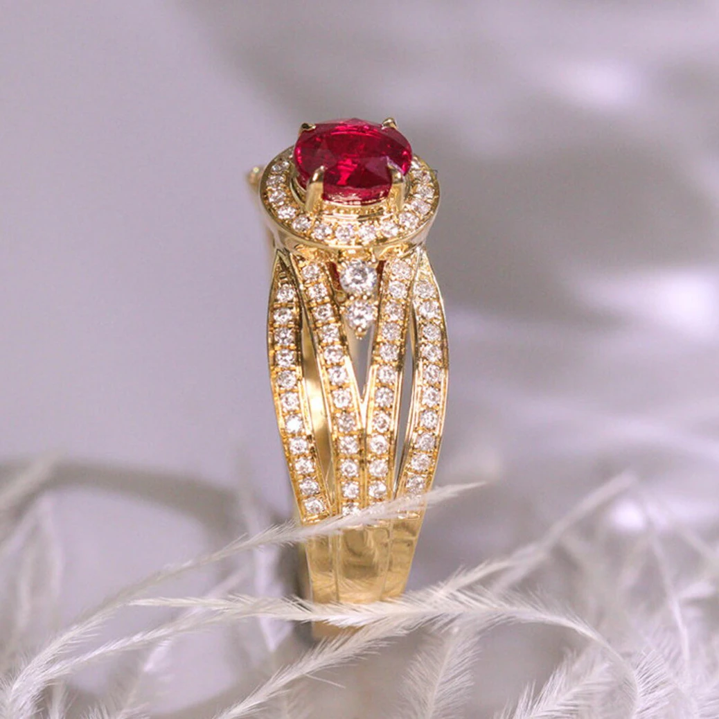 18k Gold Plated Oval Cut Zircon Wedding Band For Women