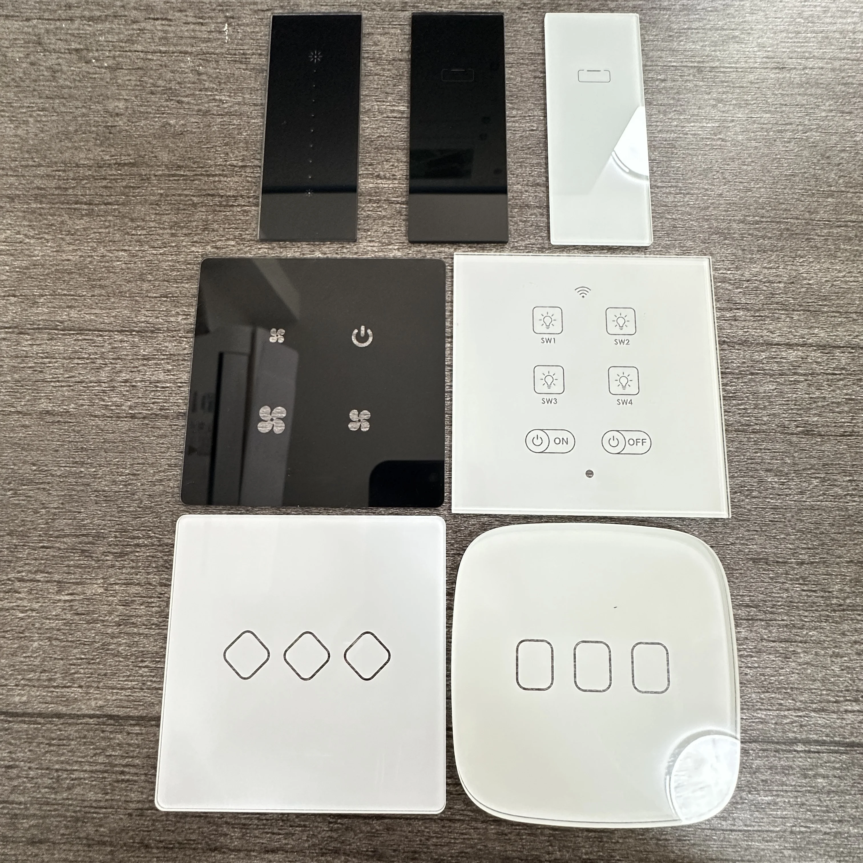 Custom Light Switch Tinting Tempered Glass Cover for 1 Gang 2 Gang 3 Gang Light Touch Smart Switch Panel