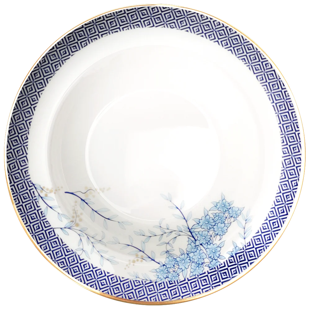 Factory Custom Print Pattern Ceramic Dinnerware Plate Hotel Gold Rim